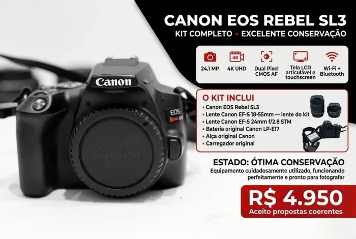 Canon SL3 muito conservada + duas lentes
