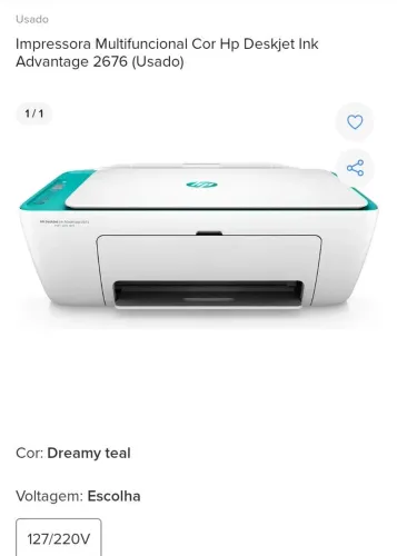 Vendo impressora HP desjet Ink advantage 2676 cor $250 reais