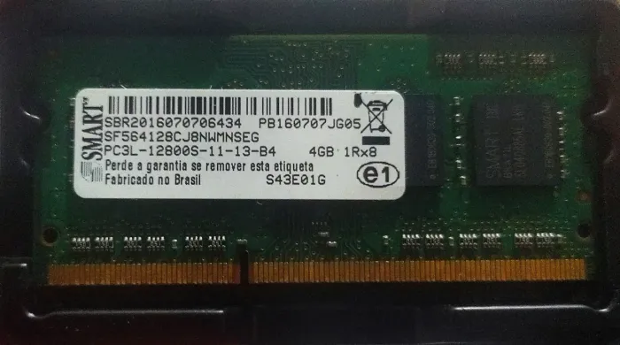 2 Memórias RAM SMART para notebook em perfeito estado de funcionamento.