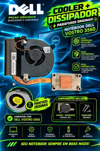 Cooler + Dissipador + Parafusos Original DELL VOSTRO 3560