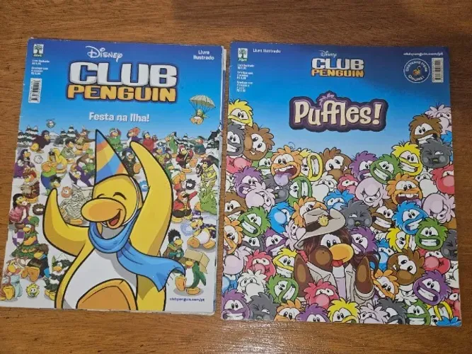 Álbum Club Penguin - 2 álbuns (Festa na ilha e puffles) incompletos