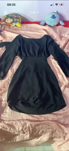 Vestido preto amarração nas costas veste ate 42