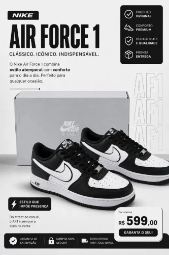 Tênis Nike Air Force 1 Panda Masculino N°44