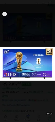 Tv 50 polegadas hinsense. Qled. 4 meses de uso
