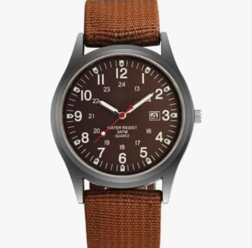 Relógio estilo militar suíço pulseira lona novo!