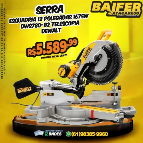 Serra Esquadria 12 Polegadas 1675w DWS780-B2 Telescopia Dewalt