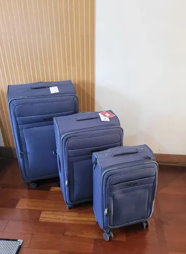 Kit 3 malas de viagem sestini Ultralight azul grande média bordo