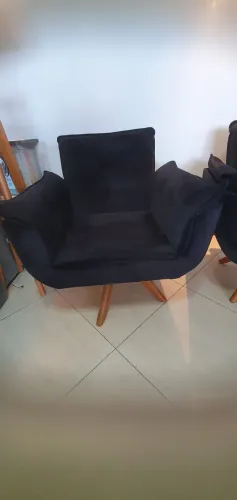 Poltrona Suede Preto Giratória 