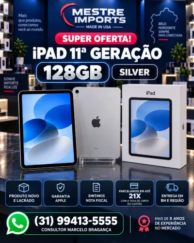 iPad 11ª Geração 128GB Silver Novo Lacrado Nota Fiscal