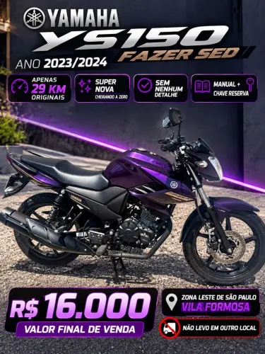 Yamaha ys150 fazer versão sed ano 2023/2024 <br>