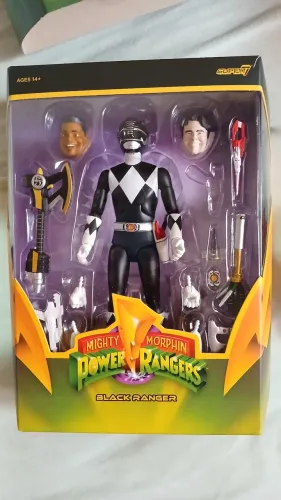  Super 7 Ultimates Action Figure Black Ranger Mighty Morphin Power Rangers - Ranger Preto