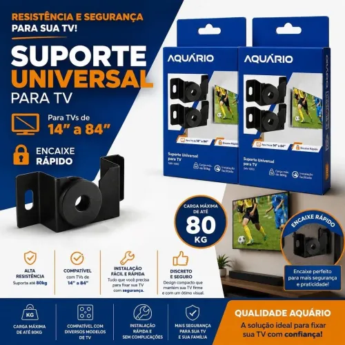 Suporte de Tv Universal Fixo - Parede e Painel de 14 a 84 Pol