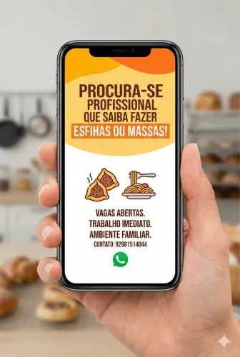 Contrata-se: Profissional de Esfihas e Massas
