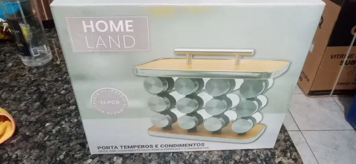Porta temperos vidro com Bambú 