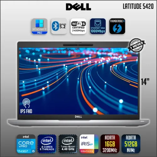 Notebook Dell Latitude 5420 Touch i5-1145g7 16gb Nvme 512gb Wifi6 Ips Fhd