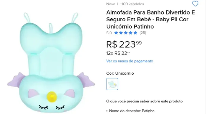 Almofada de Banho do Bebê - Grande - Marca Baby Pil 