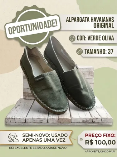 alpargata havaianas unissex verde oliva Tamanho 37