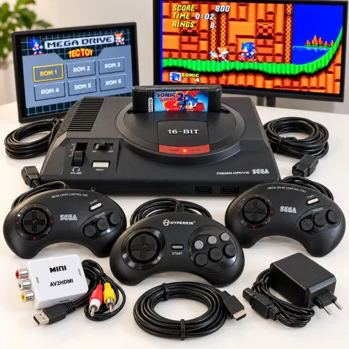 Mega Drive Tectoy 2017 - 3 Controles + Sonic 2 + Cartão de Memória com Jogos