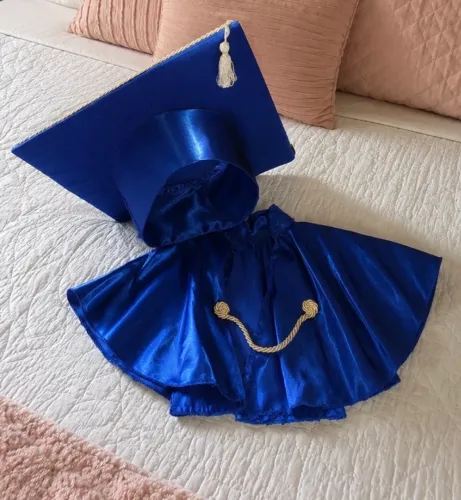 Kit de beca de formatura ABC infantil azul