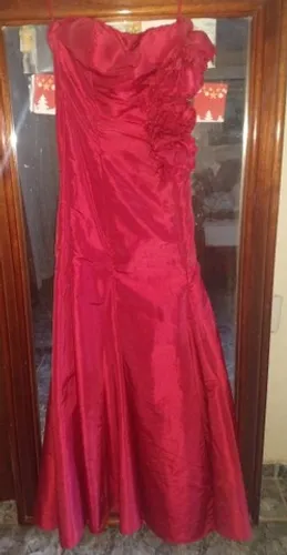 Vestido vermelho longo com alças 38/40