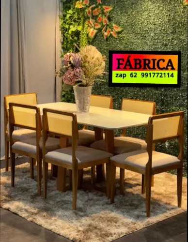 Mesa de Jantar com cadeiras e Base MADEIRA MACIÇA APRONTA ENTREGA