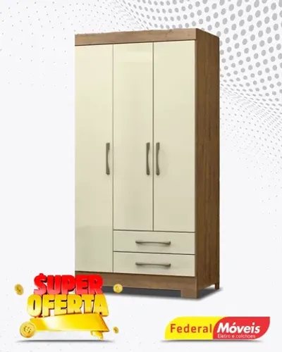 Guarda Roupa 3 Portas 2 Gavetas Super Lindo Fazemos Entrega