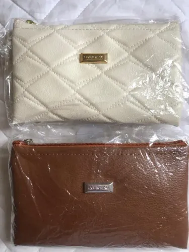 Nécessaire de couro Marrom e Branca Courofino Nova