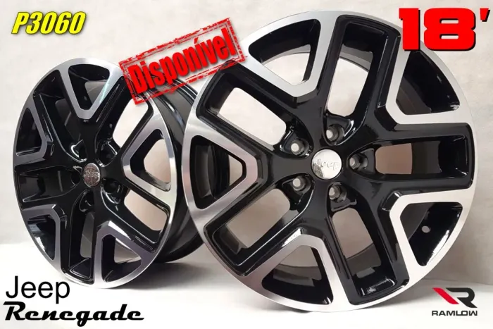 Roda aro 18 Jeep Renegade preta com diamantado jogo novo 