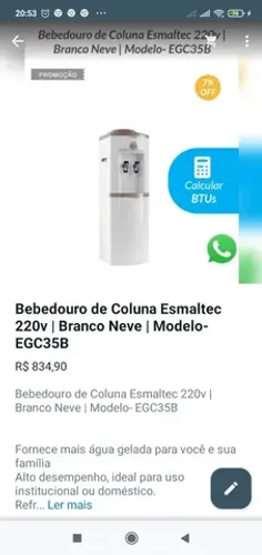 BEBEDOUTO ESMALTEC DE COLUNA BRANCO / MODELO EGCC35B