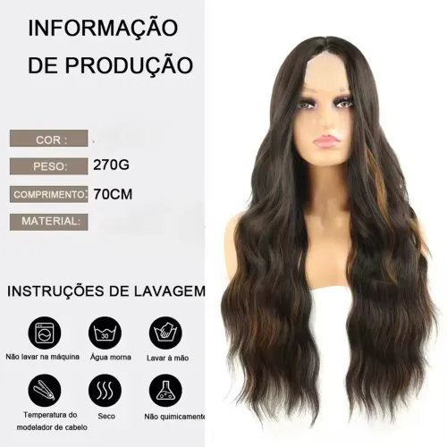 Lace Ondulada Longa 70cm morena iluminada 