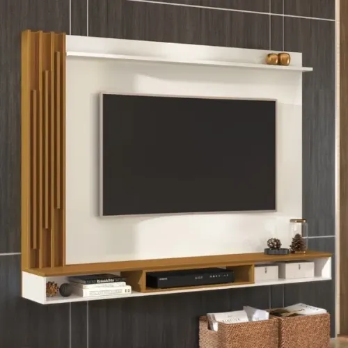Painel Para Tv até 55 Off White/Cedro 