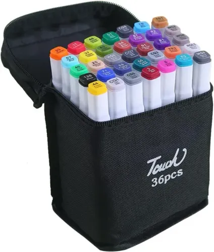 Caneta Marcador para Colorir Desenho Professional, Pontas Duplas, Codificados por Cores