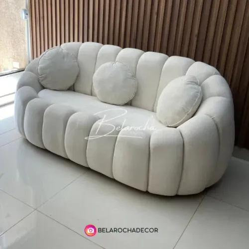 Sofá Living Nuvem Boucle Bege Novo 190cm