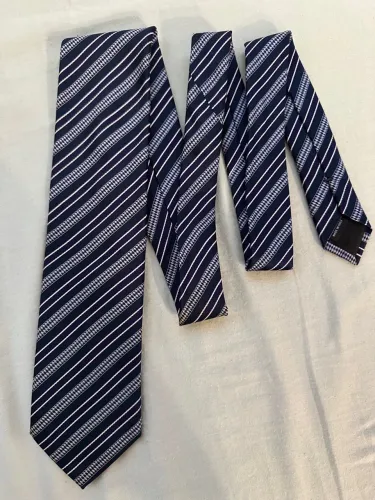 Gravata Canali de Seda Listrada Azul Marinho