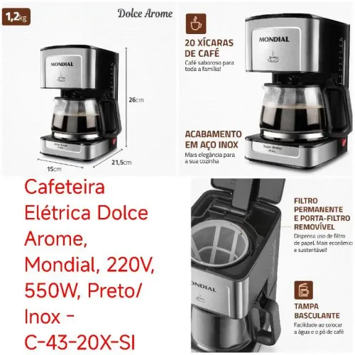 Cafeteira Elétrica Dolce Arome Mondial 220V