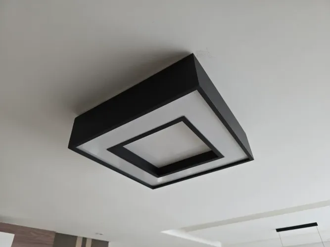 Luminária Plafon Sobrepor Quadrado Preto 45x45