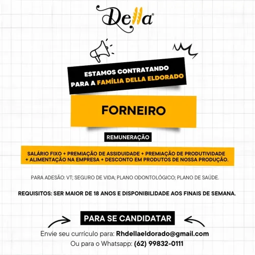 Forneiro em Panificadora