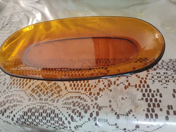 Travessa Duralex Ambar antiga vintage retrô rara impecável sem riscos desgastes como nova