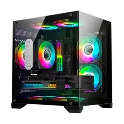 Gabinete Gamer Hayom GB1790, Mini Tower, mATX, Lateral e Frontal em Vidro Temperado, Preto