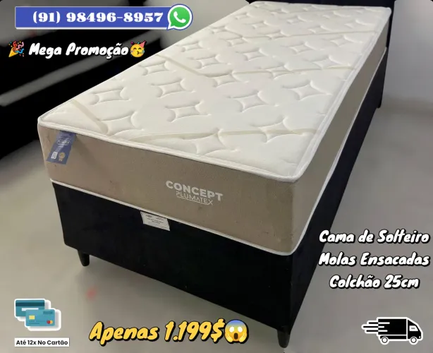 Cama de Solteiro com Molas Ensacadas - Colchão de 25cm - Plumatex