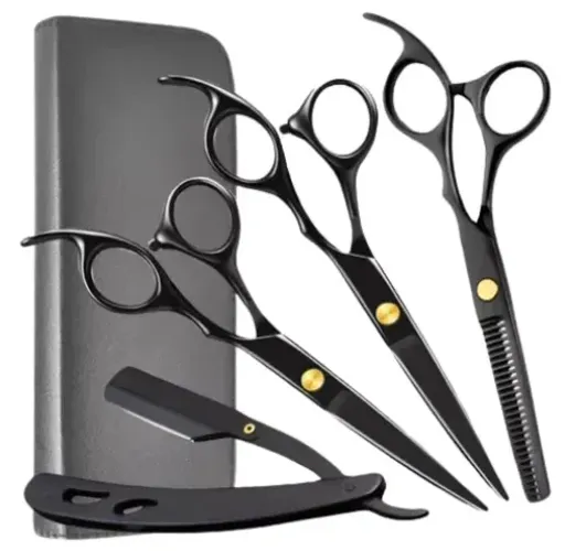 Kit com 3 Tesouras e Navalha Profissionais Fio a Laser z1070
