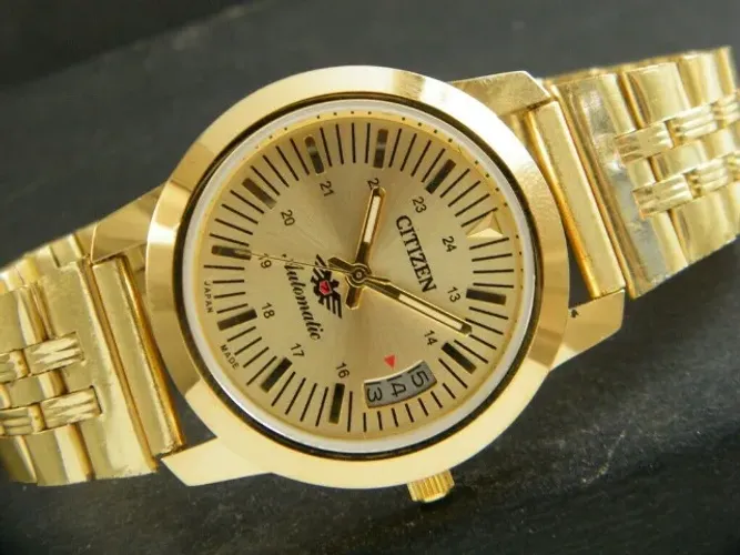 CITIZEN AUTOMÁTICO DO JAPÃO Masculino Data Folheado A Ouro 