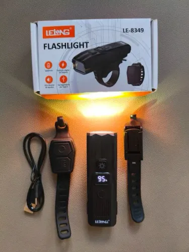 Farol Bike Buzina Usb Controle Remoto S/ Fio Medidor Digital