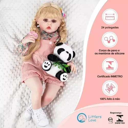Boneca Reborn Menina Vinil Silicone 60cm