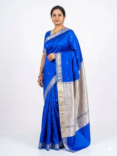 Sari Indiano Original - [azul e dourado] - Ideal para Festas e Casamentos