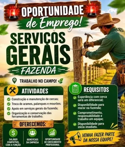 Funcionário solteiro fazenda