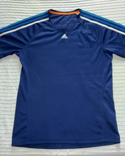 Camisa masculina Adidas azul manga curta Climalite