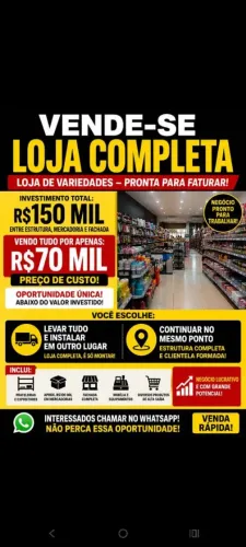 Vendo loja de variedades por um ótimo valor