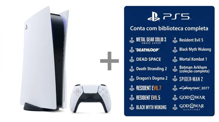 PS5 Fat com leitor de disco e biblioteca gigante de jogos + Garantia de três meses
