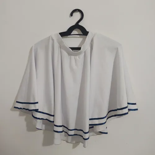 Saia Branca Curta com detalhes Azul